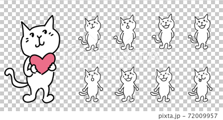 かわいいネコのキャラクターアイコンセットのイラスト素材