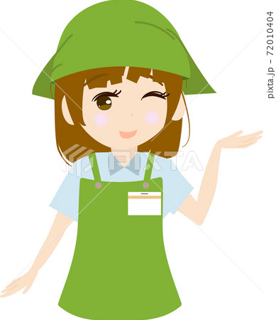 案内する可愛い女性店員のイラストのイラスト素材