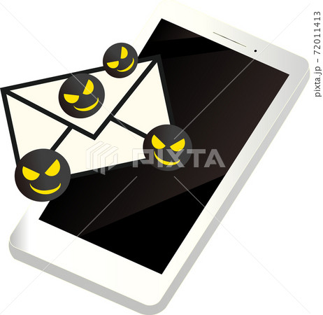 スマホにメールで届くコンピューターウイルスのイラスト 72011413