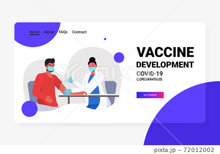 female doctor in mask vaccinating male patient fight against coronavirus vaccine development concept female doctor in mask vaccinating male patient fight against coronavirus vaccine development concept 72012002
