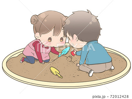 砂場で遊ぶ子供たちのイラスト素材