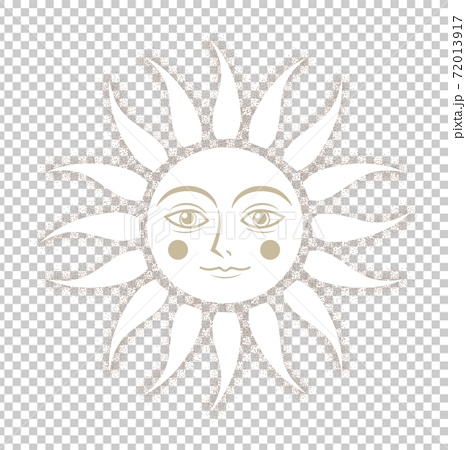 可愛い顔の太陽 点描タイプモノクロのイラスト素材