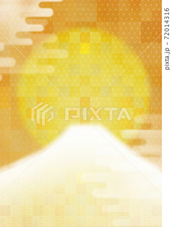 金色の富士山のかわいい年賀状背景イラスト縦のイラスト素材