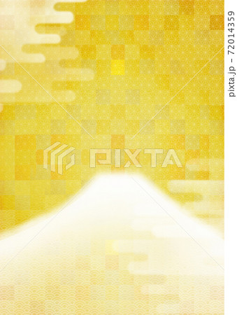 背景が金箔の金富士山のかわいい年賀状背景イラスト縦 コピースペース有り 72014359