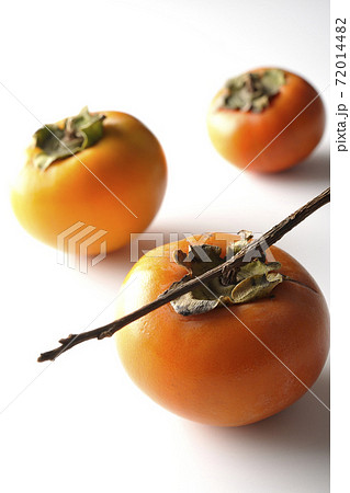 柿の実をシンプルに白背景で撮影 72014482