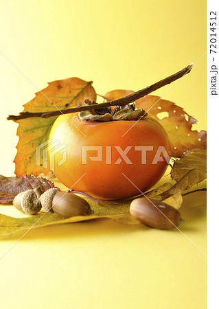 柿の実と落ち葉と団栗で秋をイメージ 72014512