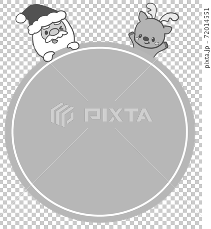 Colorless circular Christmas illustrations of cute Santa Claus and reindeer 72014551
