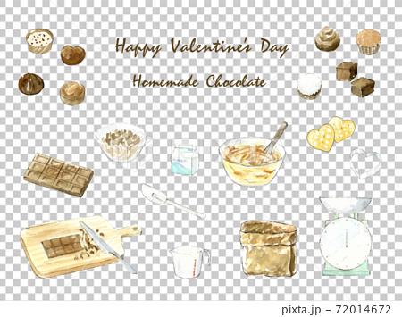バレンタインデー　手作りチョコレート　水彩イラストセット 72014672