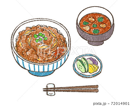 牛丼セットのイラスト素材