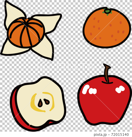 みかんとりんごのかわいいイラストのイラスト素材