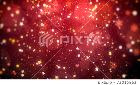 Red christmas and new year background with snowflakes, star, snow and particles falling with shiny lights 72015863