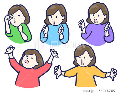 手で幅を測る女性のイラスト 72016265