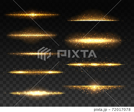 Gold glowing lines with light effects, vector 72017078