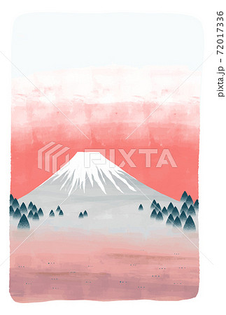 富士山と茜色の空のベクターイラスト 赤富士のイラスト素材