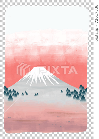 富士山と茜色の空のベクターイラスト 赤富士のイラスト素材