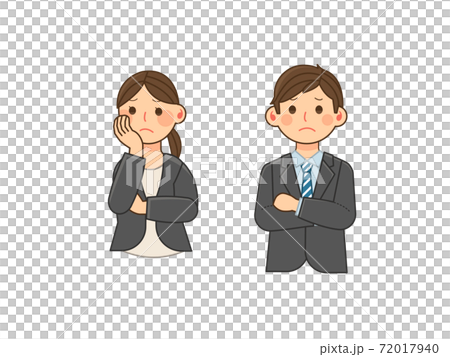 Men and women in suits worried with their arms crossed Men and women in suits worried with their arms crossed 72017940