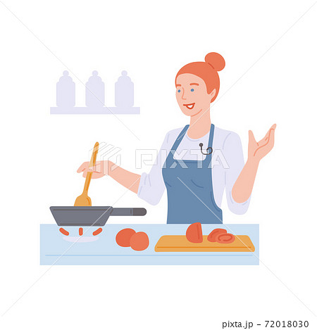 cartoon woman baking