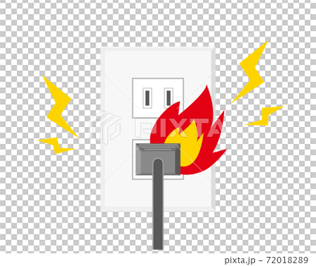 電源のベクターイラスト・コンセント・電気・火事・出火原因　 72018289