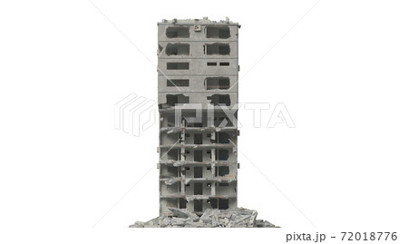 Ruined building isolated on white 3d illustration 72018776