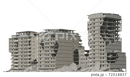 Ruined building isolated on white 3d illustration 72018837