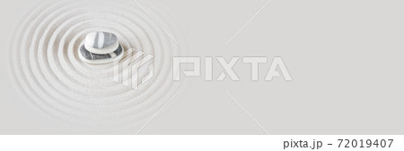 Zen japanese garden background. Horizontal banner 72019407