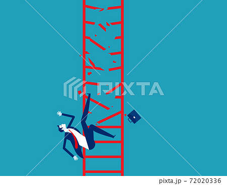 Businessman accidentally fell from the broken ladder. Accident and Disaster for working Businessman accidentally fell from the broken ladder. Accident and Disaster for working 72020336