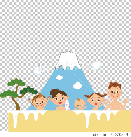 銭湯 家族 旅行 風呂 親子 混浴のイラスト素材 79
