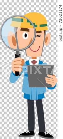 Male construction worker checking and investigating 72021174