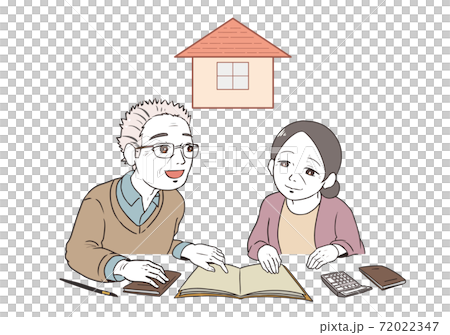 An elderly couple thinking about a one-story building 72022347
