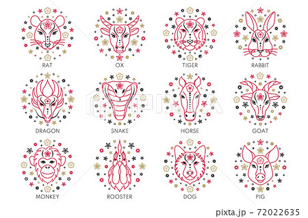 Collection of Chinese zodiac signs 72022635