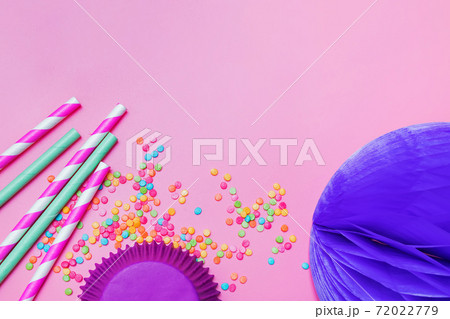 Colorful birthday party composition with festive decor 72022779