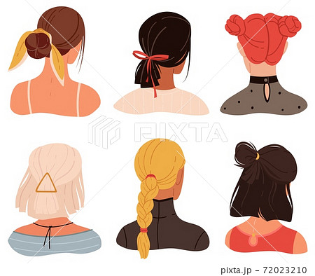 Female Stylish Hairstyles And Accessories のイラスト素材