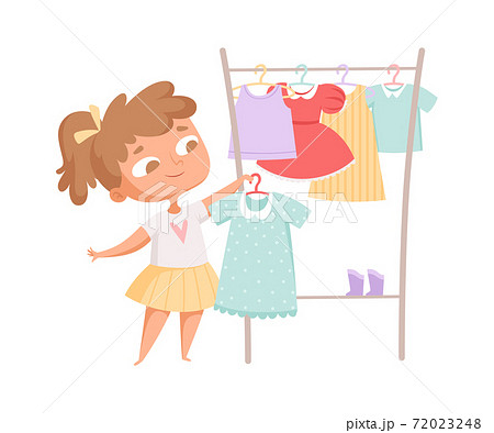 Buying clothes. Girl and dress, clothes rack.... - Stock Illustration  [72023248] - PIXTA