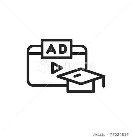 Marketing and advertising courses black line icon. Vector illustration. Outline pictogram for web page, mobile app, promo 72024817