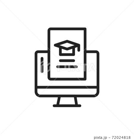 Course material black line icon. Vector illustration. Outline pictogram for web page, mobile app, promo 72024818