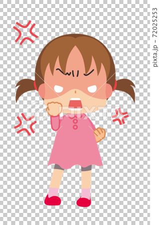 拳を握りしめて怒り狂う可愛い小さな女の子 72025253