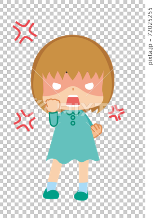 A cute little girl who clenches her fist and gets angry 72025255
