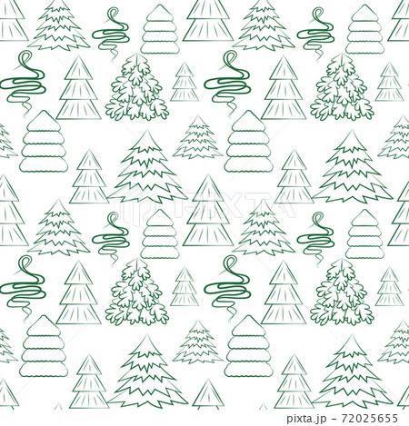 Seamless background with different Christmas trees. Vector New Year. 72025655