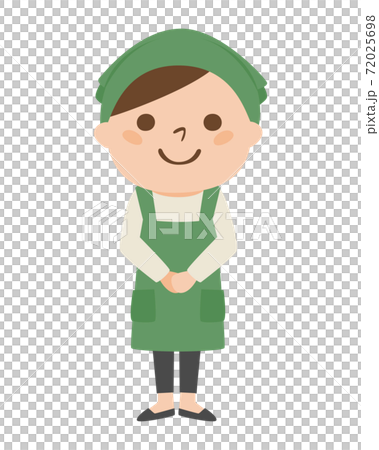 エプロンをした笑顔の女性。ハウスクリーニングや掃除をする。 72025698