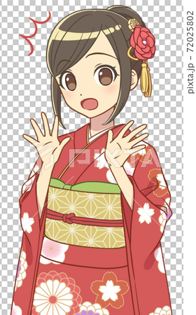 振袖の女性 驚く 振袖の女性 驚く 72025802