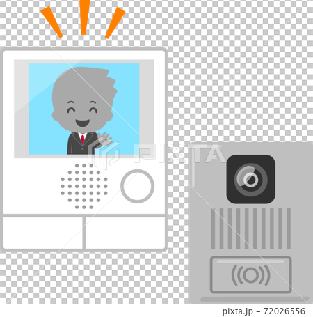 インターフォンのモニターに映ったスーツの男性 インターフォンのモニターに映ったスーツの男性 72026556