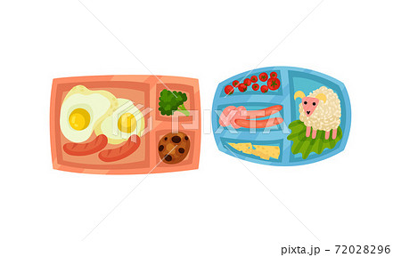 Sectioned Tray Or Lunchbox With Food And のイラスト素材 7296