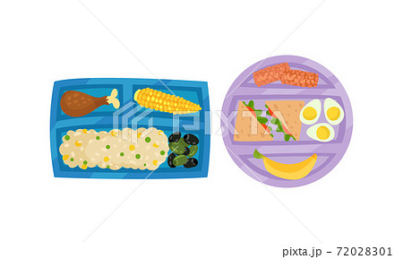 Food Tray With Sections Filled With Snack And のイラスト素材 71