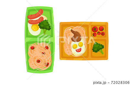 Food Tray With Sections Filled With Snack And のイラスト素材 76