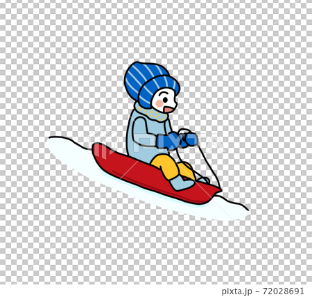 Illustration of a child playing sledding 72028691