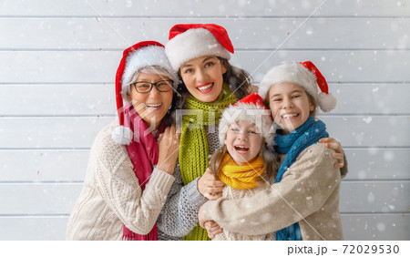 Winter portrait of loving family Winter portrait of loving family 72029530