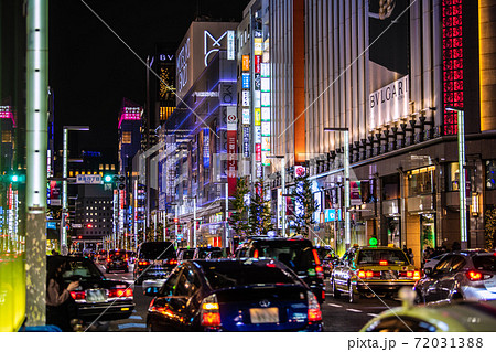 日本の東京都市景観 コロナ禍の東京・銀座。 日本の東京都市景観 コロナ禍の東京・銀座。 72031388