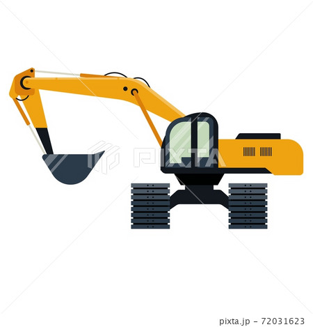 Excavator industrial machinery icon isolated on white background. Vector illustration. Digger, Shovel, mining machine Excavator industrial machinery icon isolated on white background. Vector illustration. Digger, Shovel, mining machine 72031623