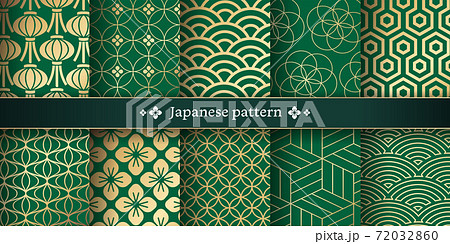 和柄素材 伝統模様 パターン セット 和柄 のイラスト素材