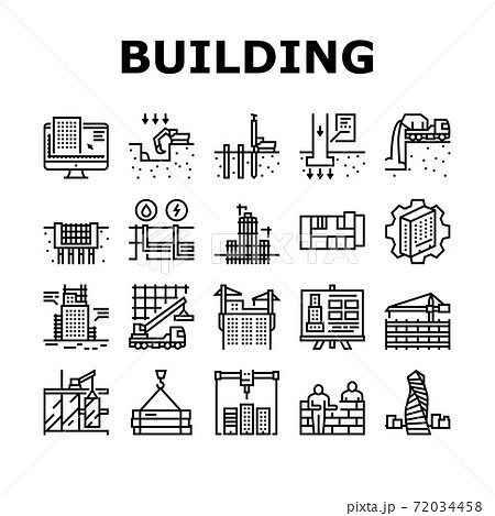 Building Construction Collection Icons Set Vectorのイラスト素材